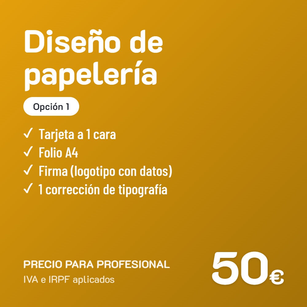 Diseño de papelería Opción 1 · Profesional
