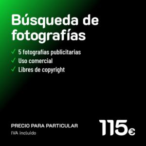 Búsqueda de fotografías publicitarias · Particular