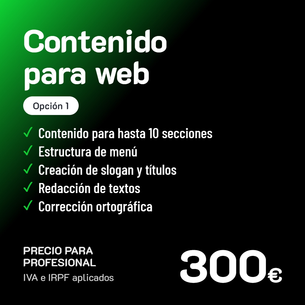 Creación de contenido para web Opción 1 · Profesional