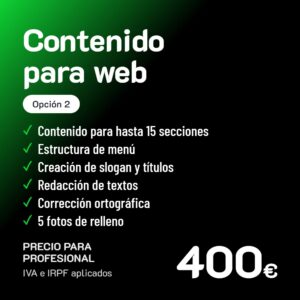 Creación de contenido para web Opción 2 · Profesional