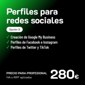 Creación de perfiles para redes sociales Opción 3 · Profesional