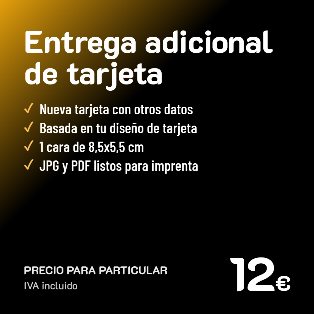 Entrega adicional de tarjeta · Particular