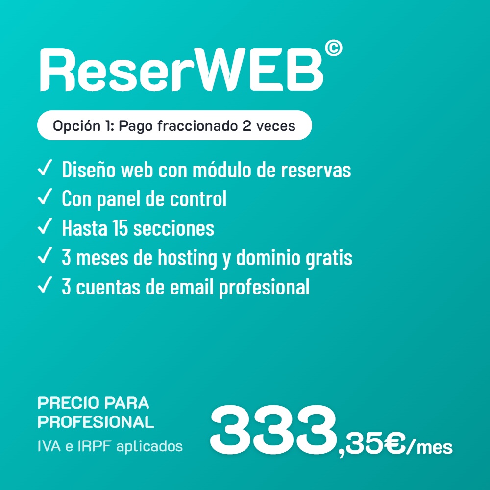 ReserWEB© Opción 1 · Profesional · Pago fraccionado