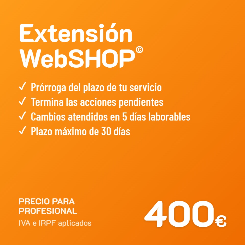 Extensión de servicio WebSHOP© · Profesional
