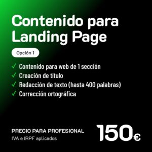 Creación de contenido para Landing Page Opción 1 · Profesional