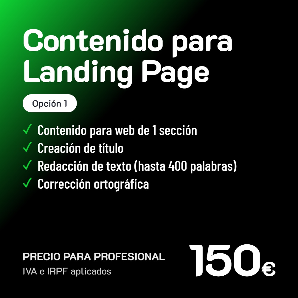 Creación de contenido para Landing Page Opción 1 · Profesional