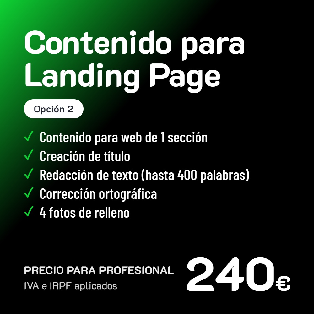Creación de contenido para Landing Page Opción 2 · Profesional