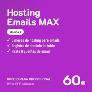 Hosting Emails MAX Opción 1 · Profesional