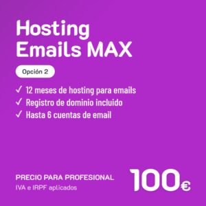 Hosting Emails MAX Opción 2 · Profesional