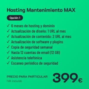 Hosting Mantenimiento MAX Opción 1 · Particular