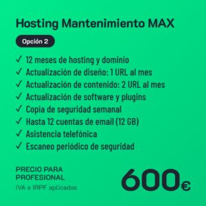Hosting Mantenimiento MAX Opción 2 · Profesional