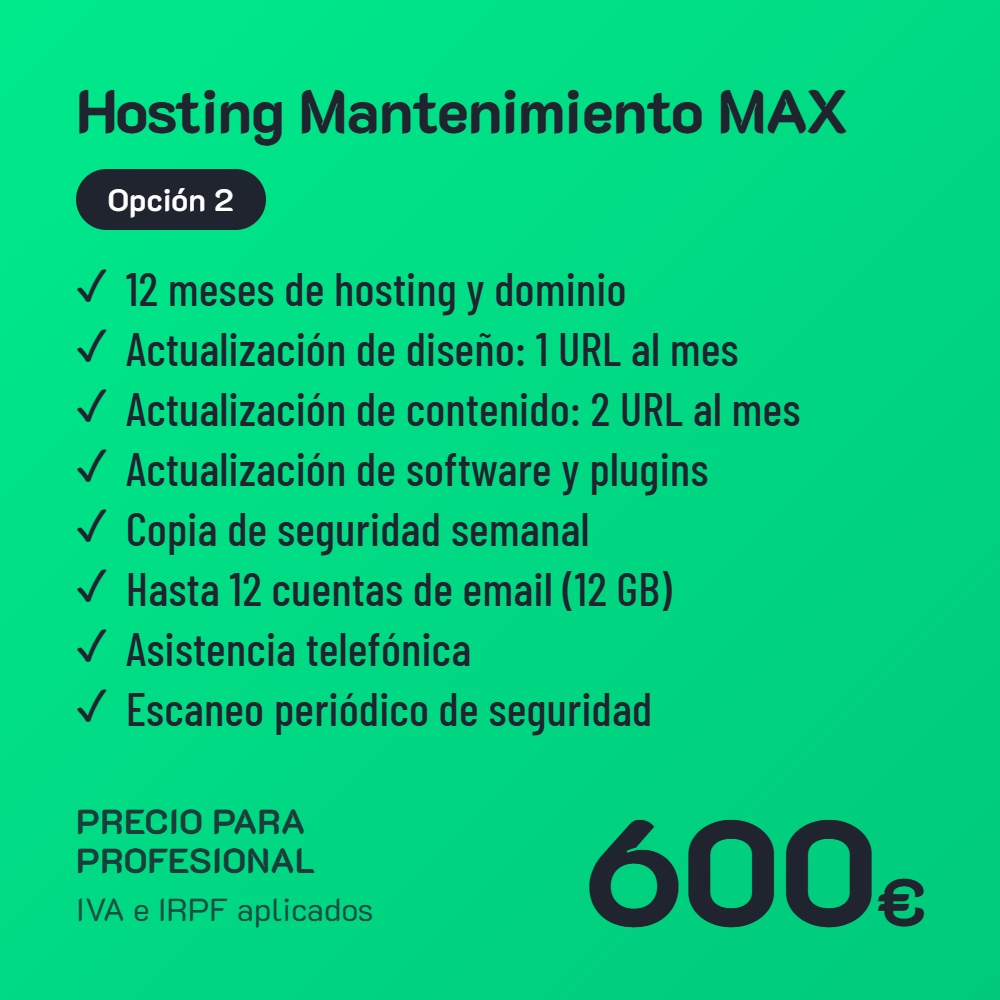 Hosting Mantenimiento MAX Opción 2 · Profesional