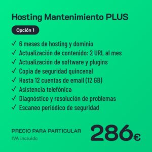 Hosting Mantenimiento PLUS Opción 1 · Particular