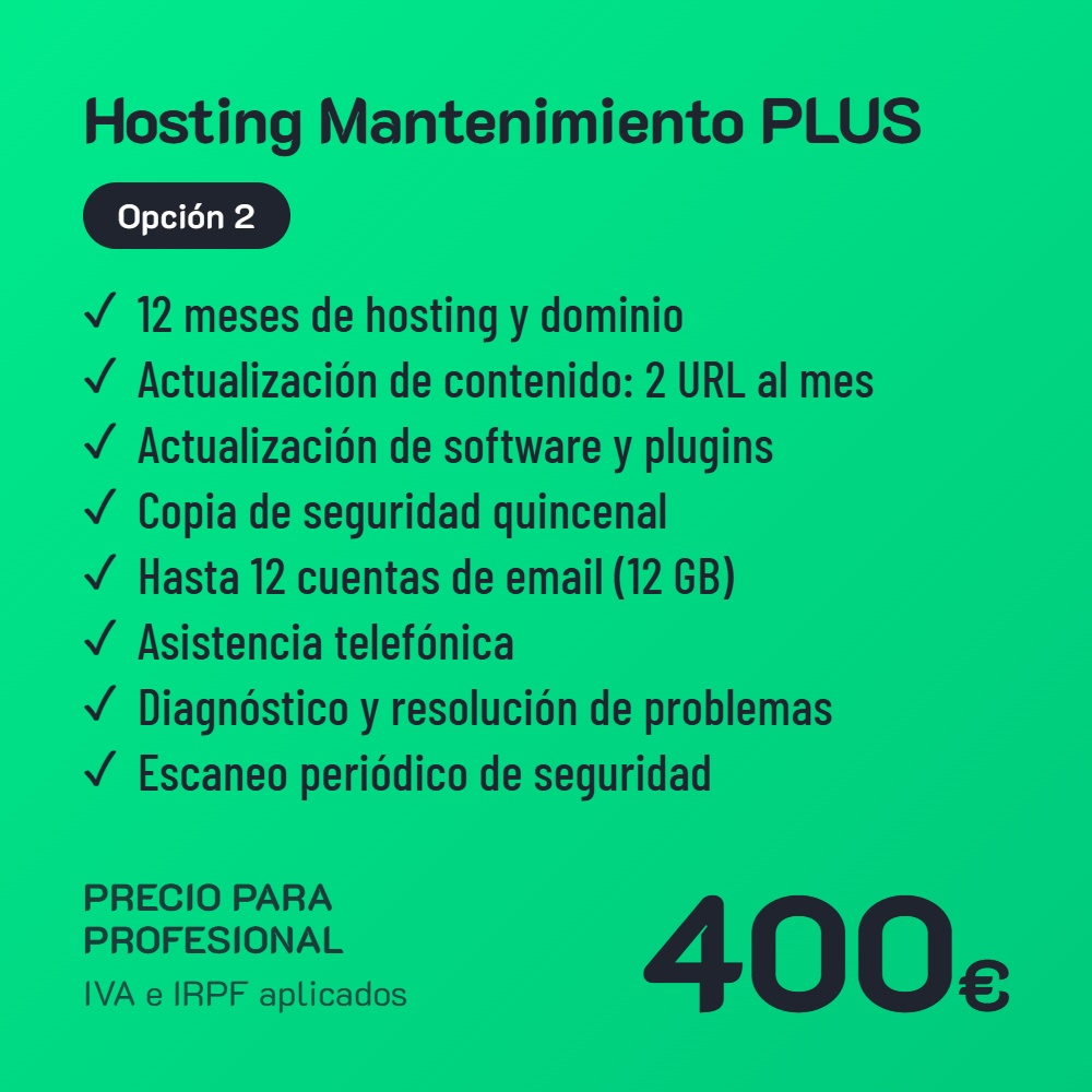 Hosting Mantenimiento PLUS Opción 2 · Profesional