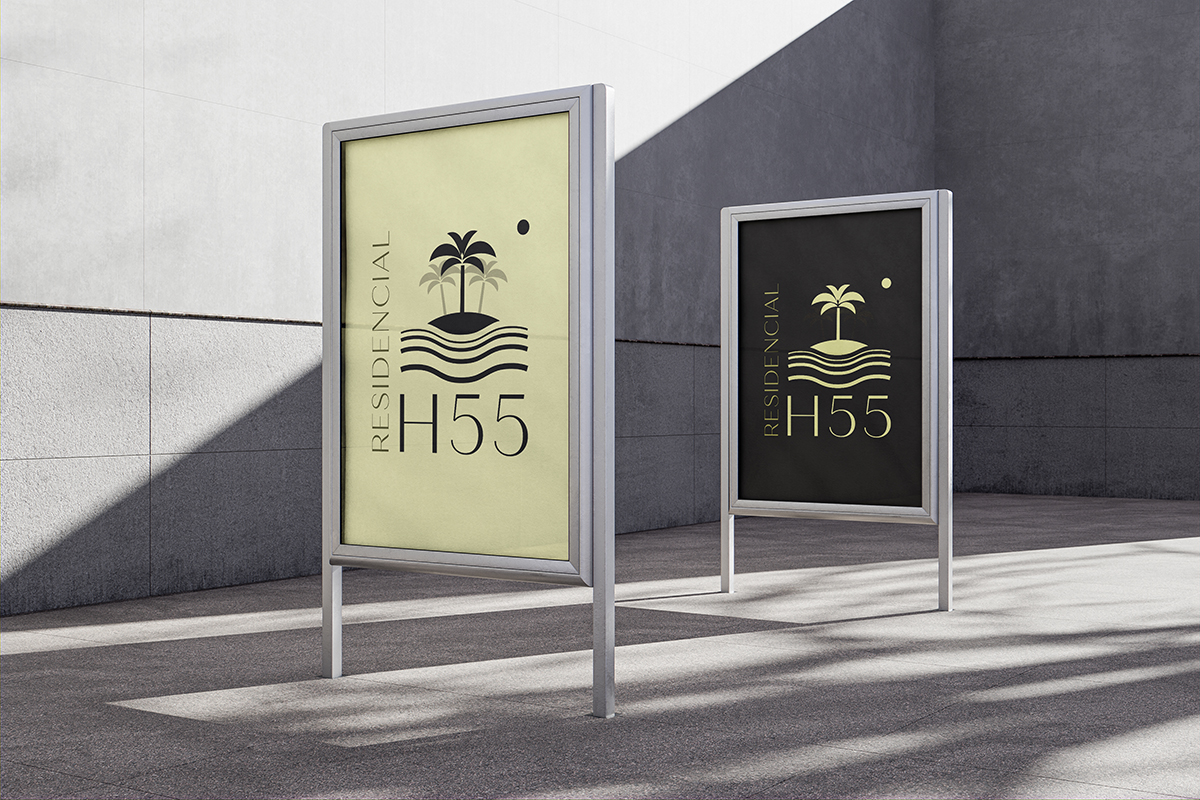Ejemplo diseño de cartel de Logocrea® Ejemplo diseño de cartel H55 Residencial. Diseño de Logocrea®