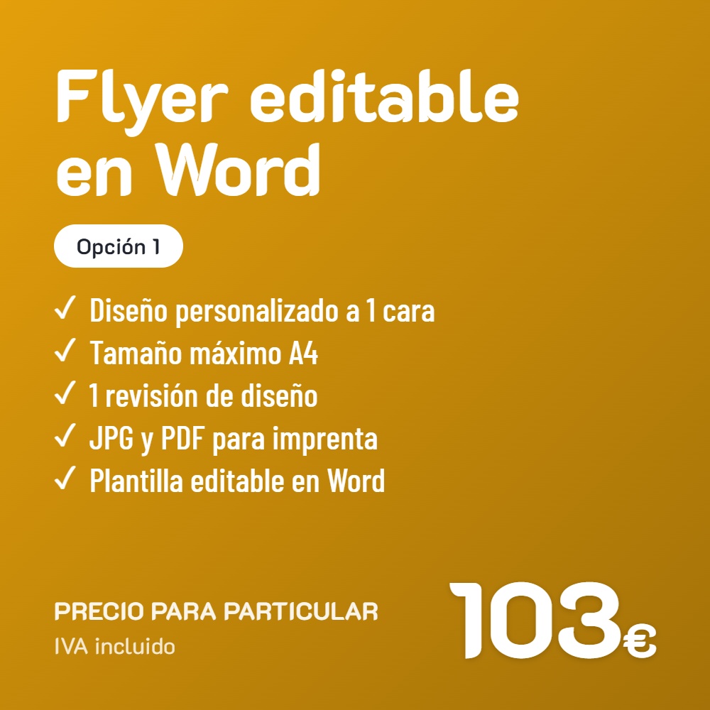 Diseño de flyer editable en Word Opción 1 · Particular