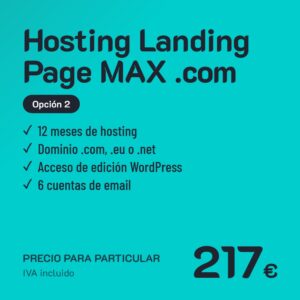 Hosting Landing Page MAX .com Opción 2 · Particular