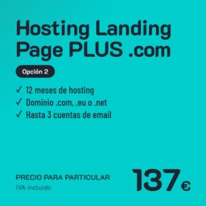 Hosting Landing Page PLUS .com Opción 2 · Particular