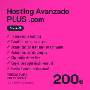 Hosting Avanzado PLUS .com Opción 2 · Profesional