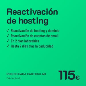 Reactivación hosting, dominio y cuentas de email · Particular