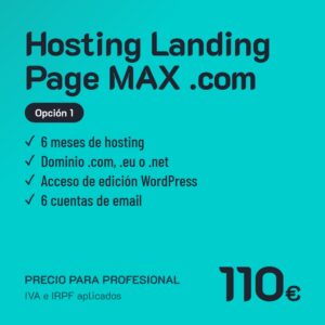Hosting Landing Page MAX .com Opción 1 · Profesional