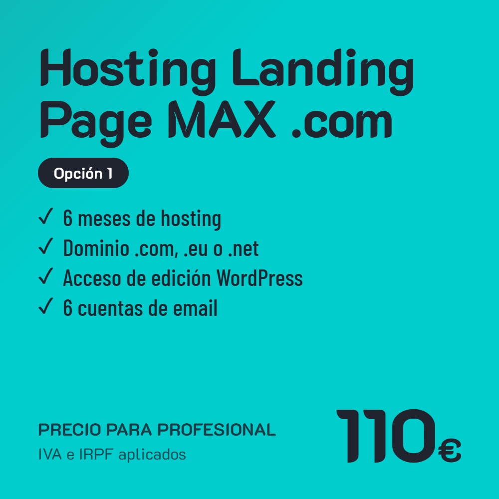 Hosting Landing Page MAX .com Opción 1 · Profesional