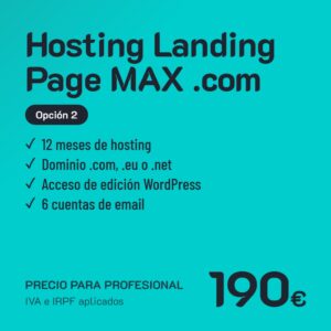 Hosting Landing Page MAX .com Opción 2 · Profesional