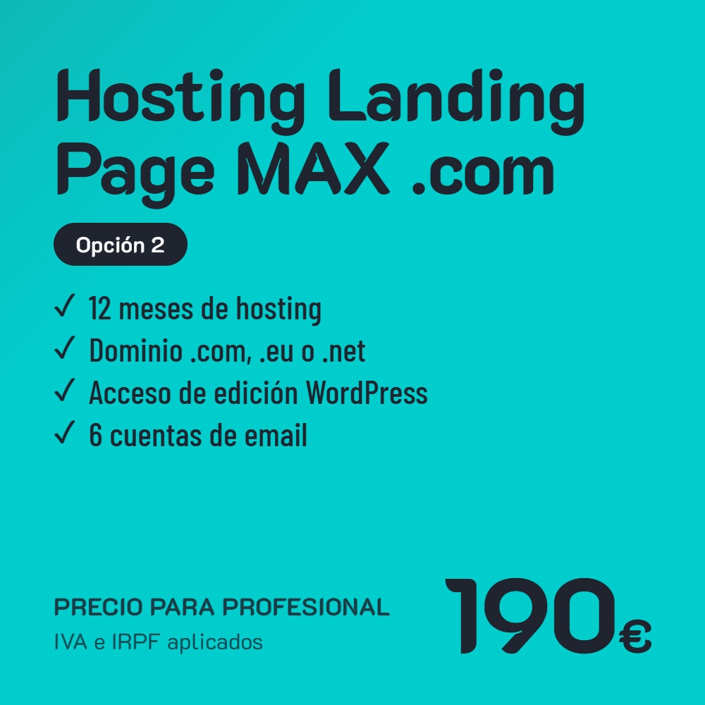 Hosting Landing Page MAX .com Opción 2 · Profesional