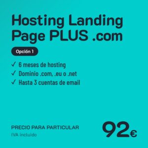 Hosting Landing Page PLUS .com Opción 1 · Particular