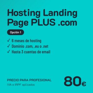 Hosting Landing Page PLUS .com Opción 1 · Profesional