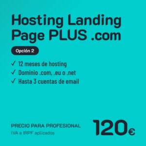 Hosting Landing Page PLUS .com Opción 2 · Profesional