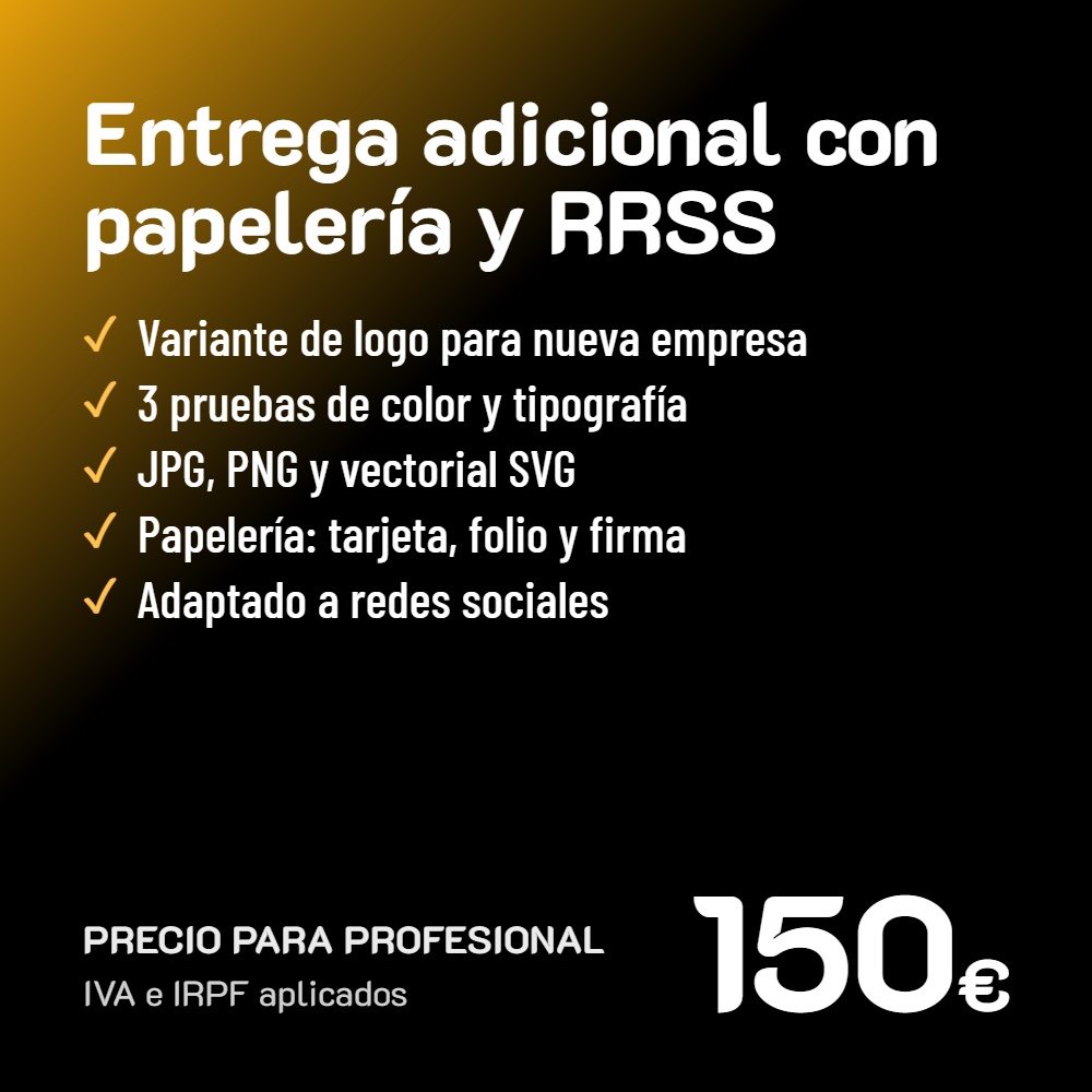 Entrega adicional con papelería y RRSS de logo · Profesional