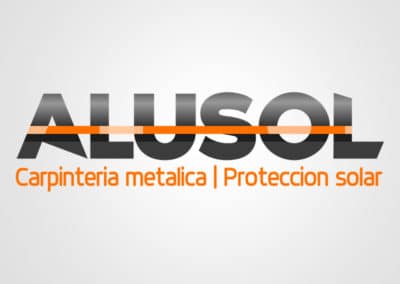 Diseño de logotipo para Alusol carpintería metálica, protección solar. Diseño de logotipos Logocrea®