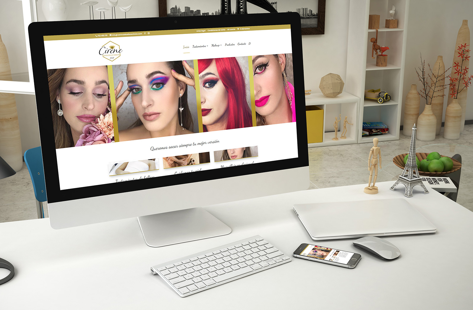 Centro de Belleza Cirene, diseño web de Logocrea®