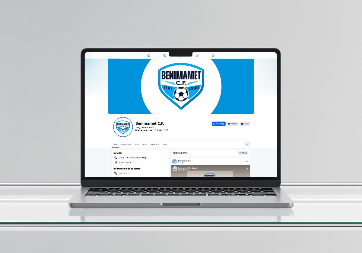Adaptación a redes sociales de LogoESCUDO | Logocrea® Adaptación a redes sociales de LogoESCUDO para Benimamet C.F.: portada y perfil de Facebook